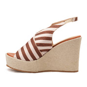 Brown Women's striped high heel sandal