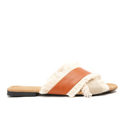 Camel Flat slippers with two wide straps