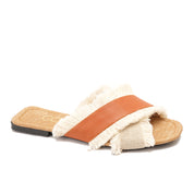Camel Flat slippers with two wide straps