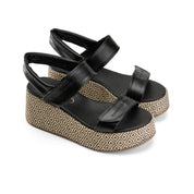 Bold Double Buckle Sandal - black