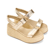 Bold Double Buckle Sandal - gold