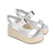 Bold Double Buckle Sandal - silver