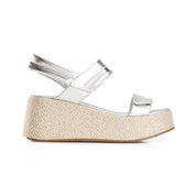 Bold Double Buckle Sandal - silver