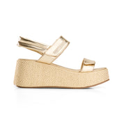 Bold Double Buckle Sandal - gold