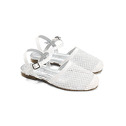 Mesh Closed-Toe Ankle Strap Flats - white