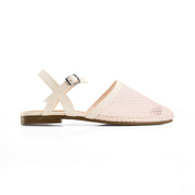 Mesh Closed-Toe Ankle Strap Flats - beige