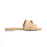 Braided Band Bow Slides - cafe