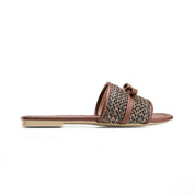 Braided Band Bow Slides - brown