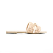 Braided Band Bow Slides - beige