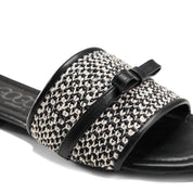 Braided Band Bow Slides - black
