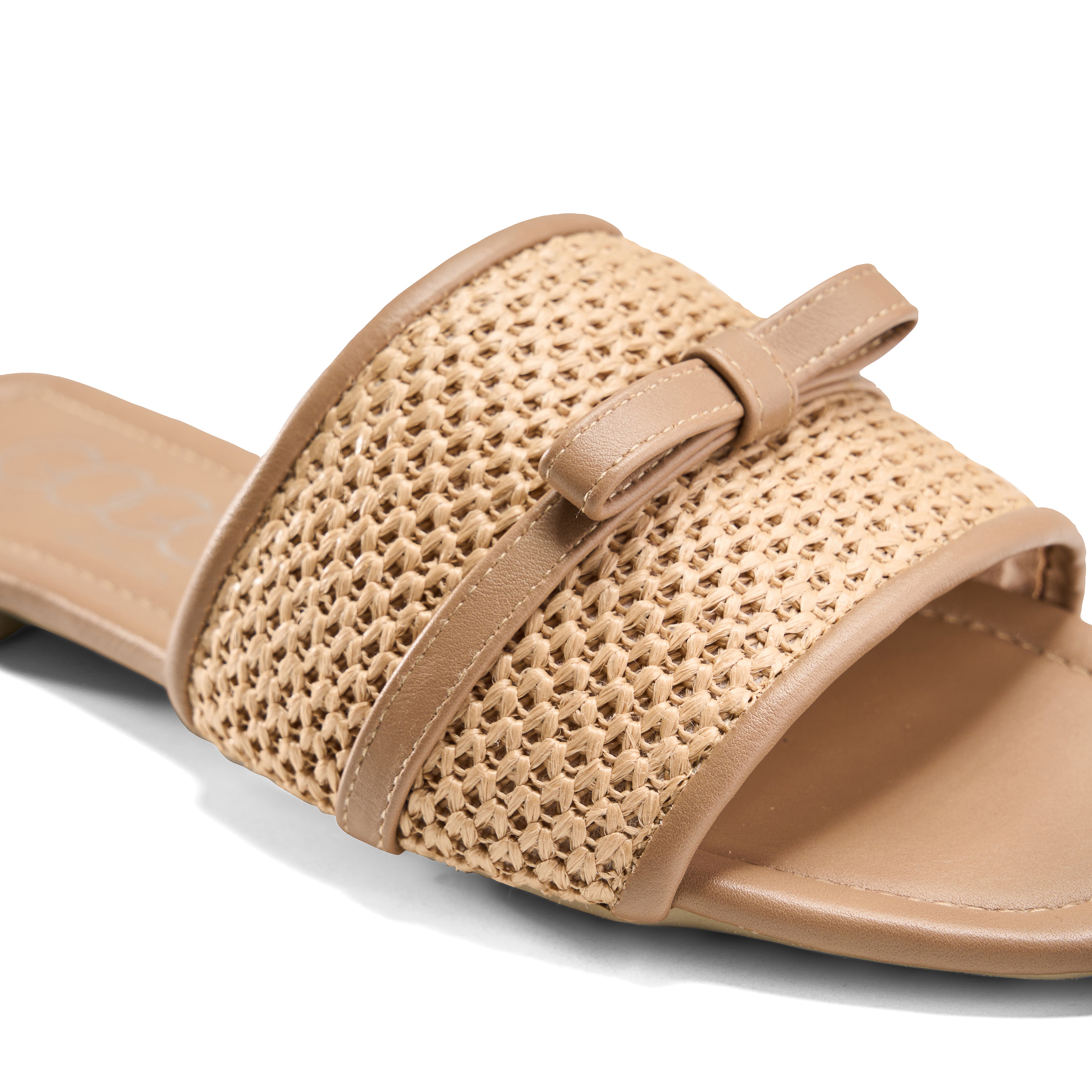 Braided Band Bow Slides - cafe