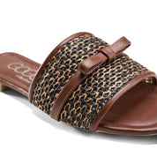 Braided Band Bow Slides - brown