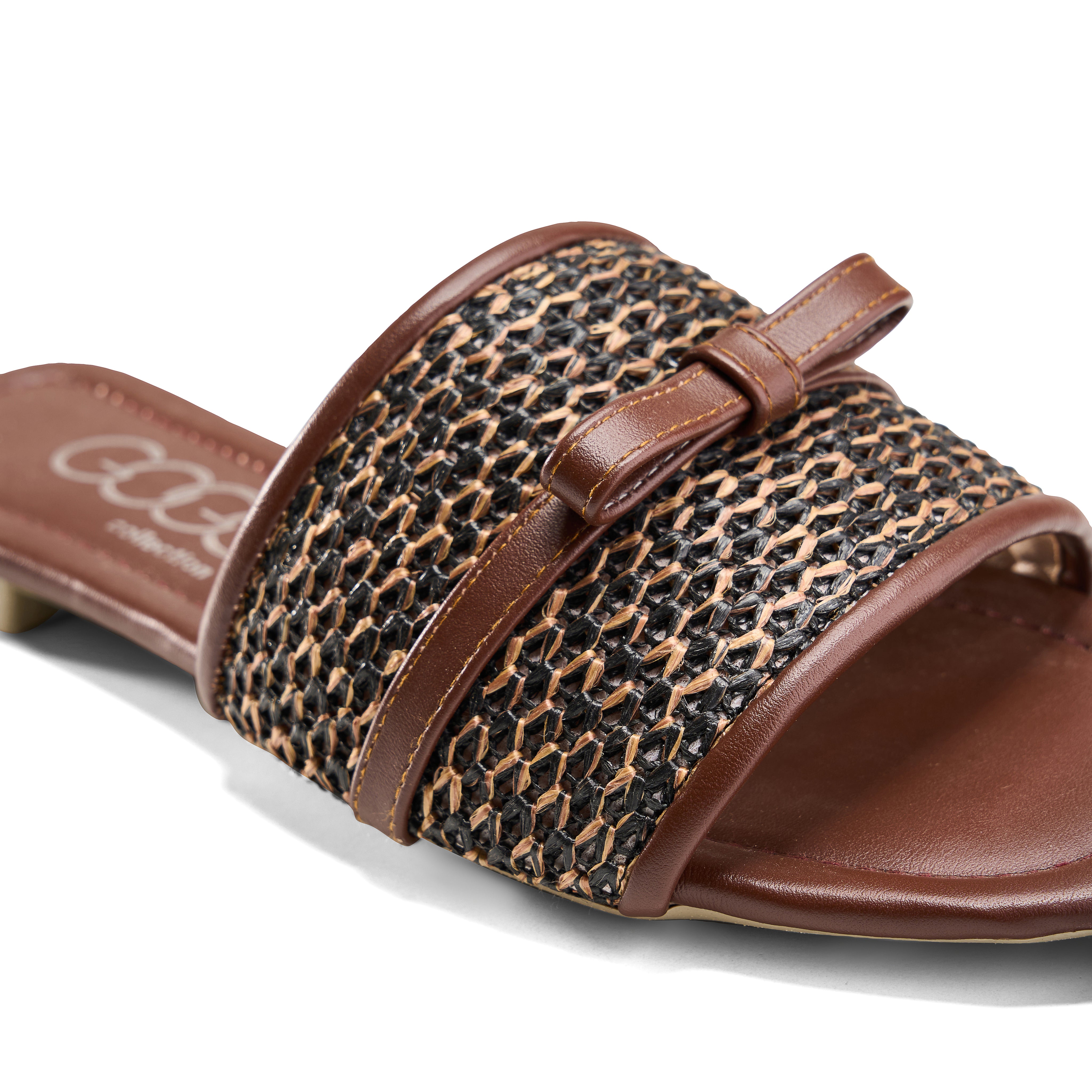 Braided Band Bow Slides - brown