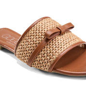 Braided Band Bow Slides - camel
