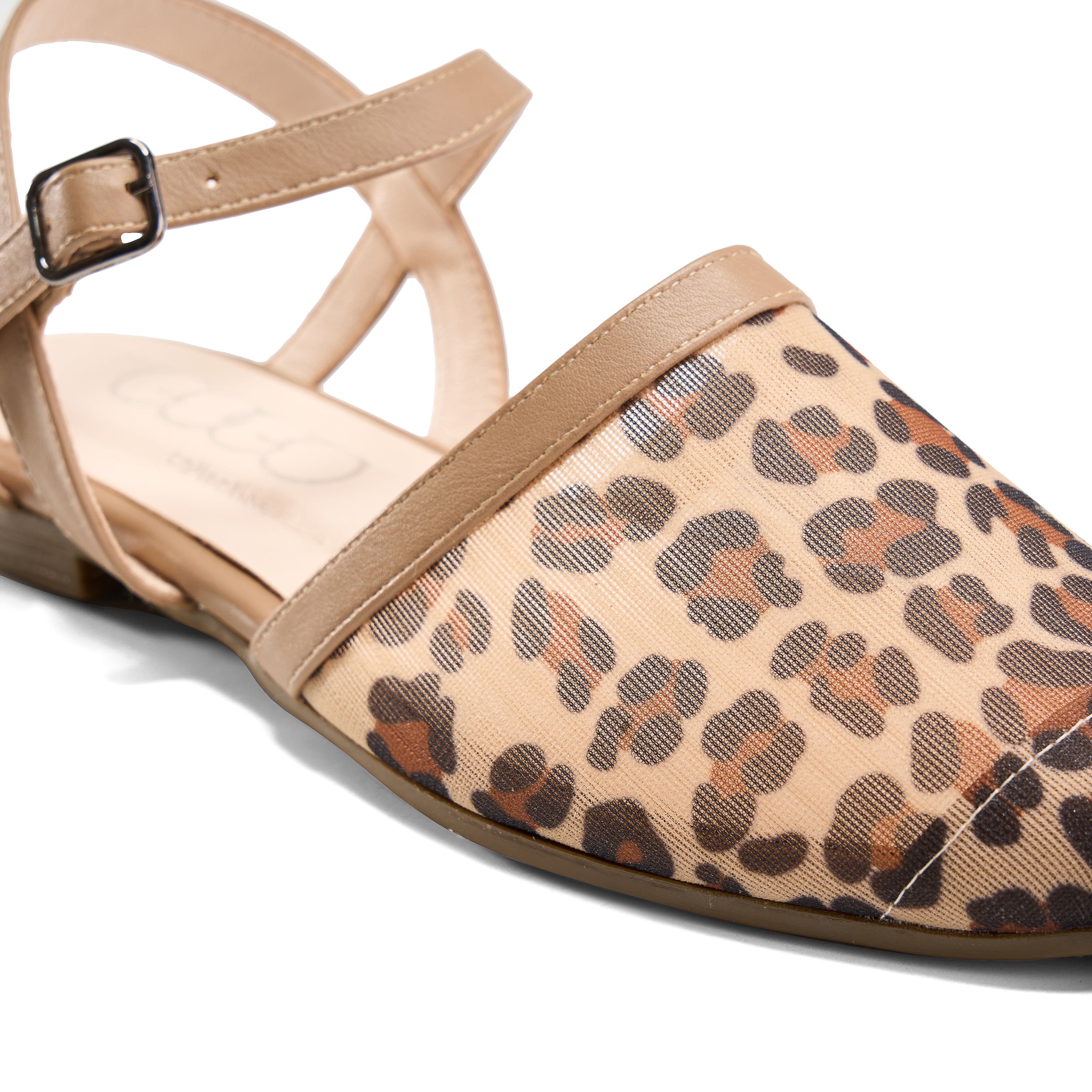 Mesh Closed-Toe Ankle Strap Flats - tiger