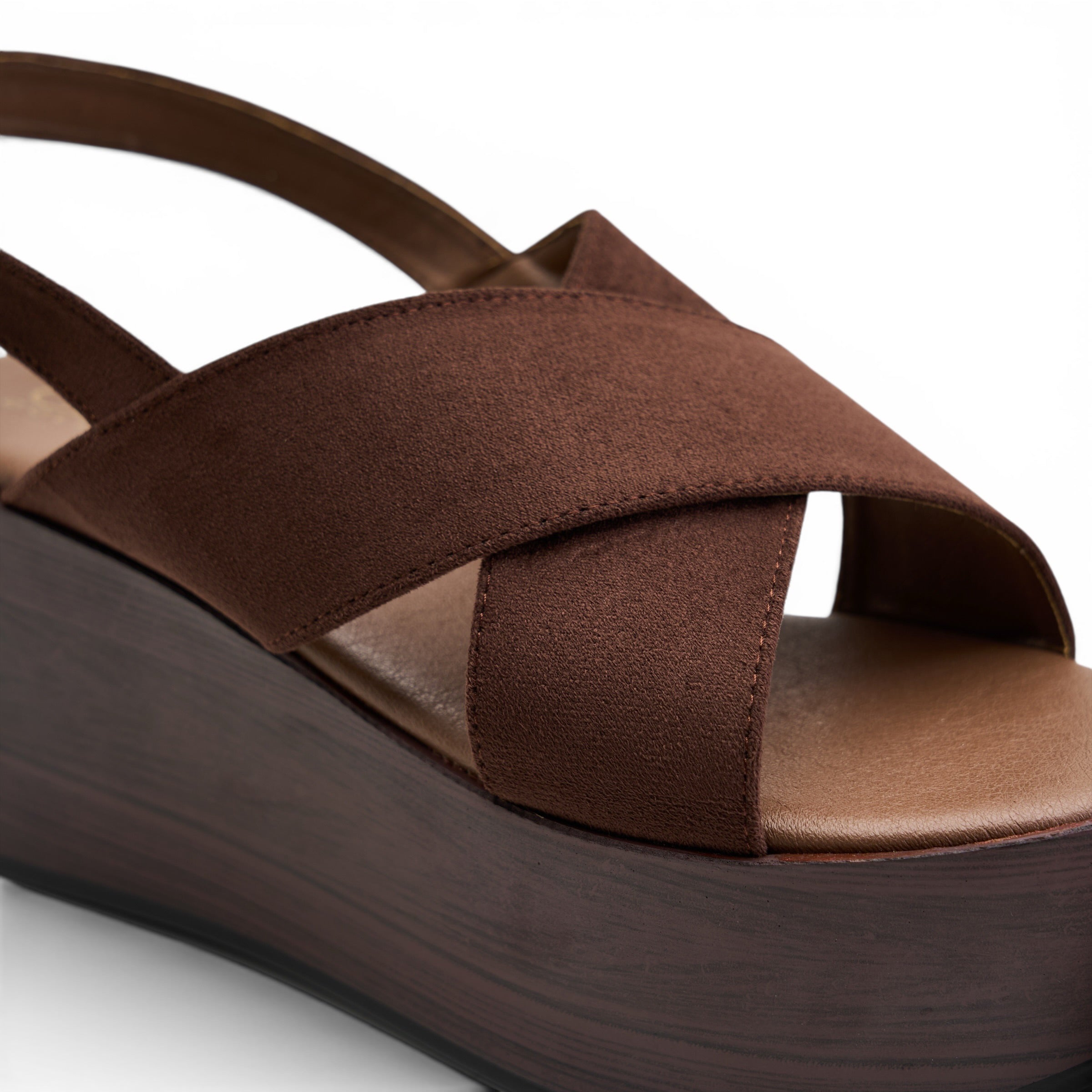Criss-Cross Slingback Platform Sandals - Brown
