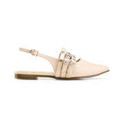 Multi-Strap Grommet Slingback Flats - Beige