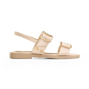 Multi-Strap Grommet Flat Sandals - Beige