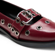 Modern Eyelet Accent Pointed Flats - Maroon