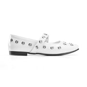 Textured Wide Strap Flat Slides - White