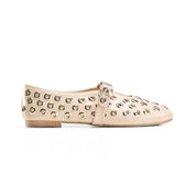 Geometric Eyelet Ballet Flats - Beige