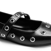 Textured Wide Strap Flat Slides - Black