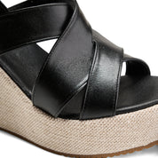 Dual Strap Textured Sole Edge Slides - black