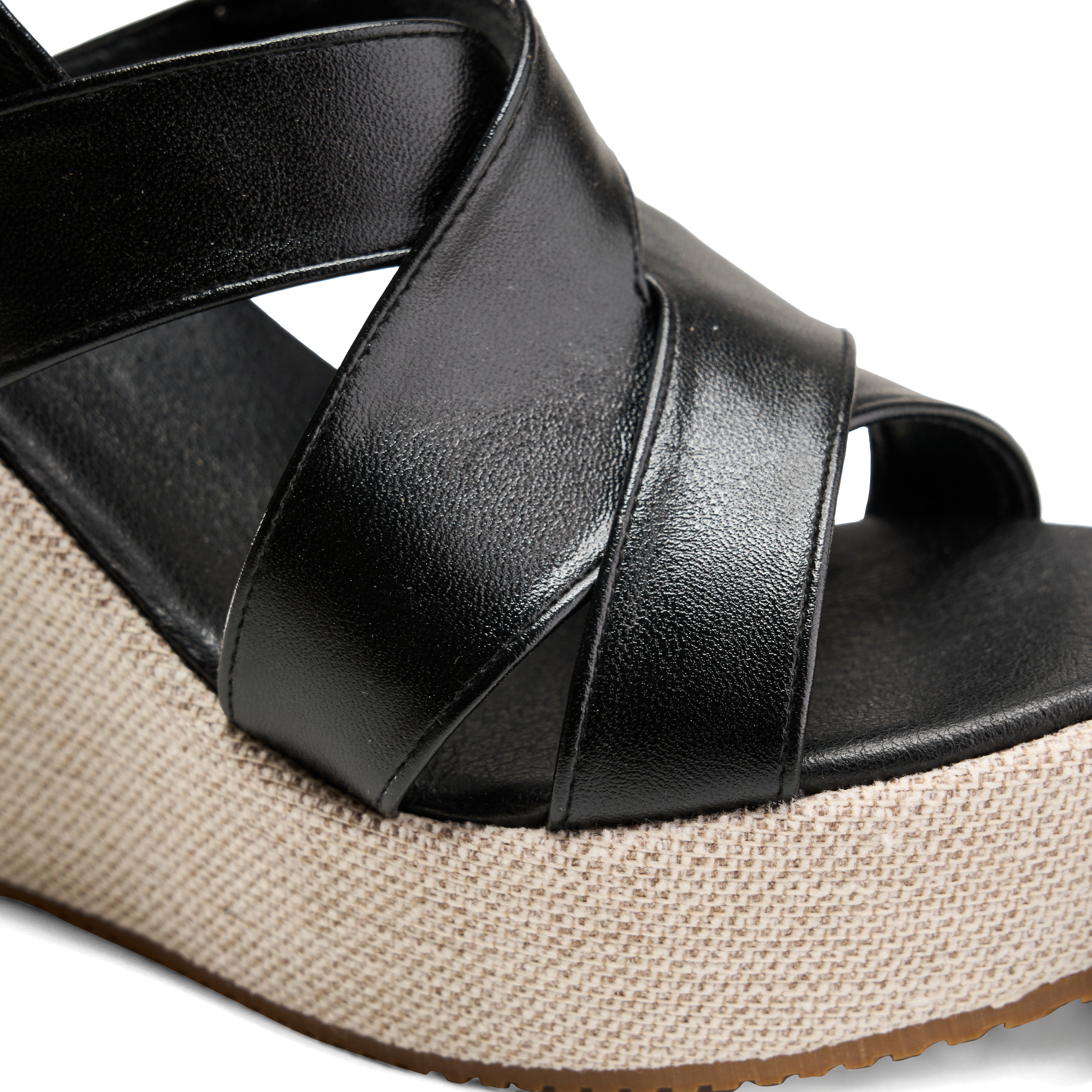 Dual Strap Textured Sole Edge Slides - black