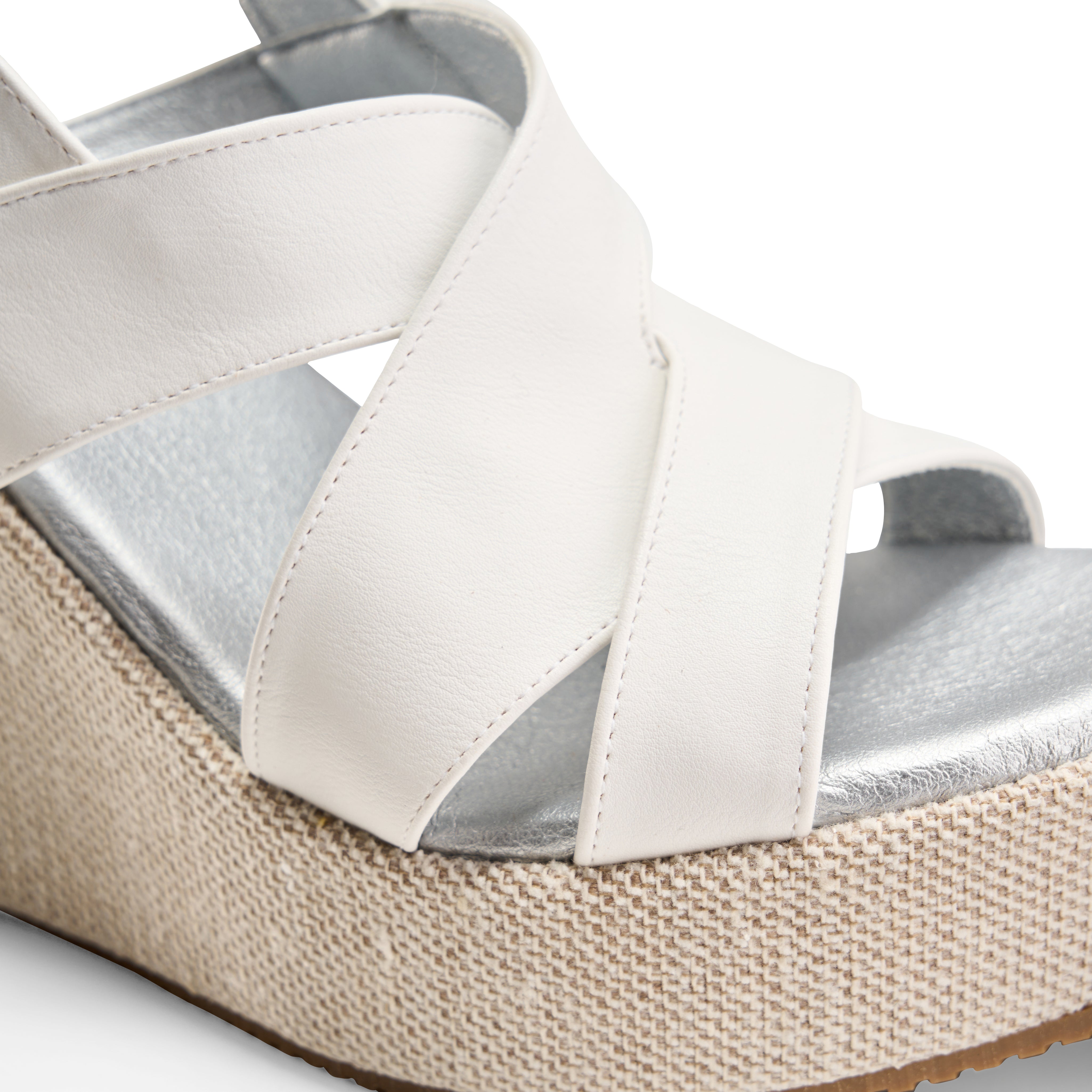 Dual Strap Textured Sole Edge Slides - White