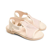 Cut-Out Pattern Open Toe Sandals - Beige