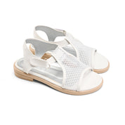 Cut-Out Pattern Open Toe Sandals - white