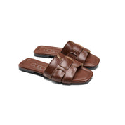 Twisted Strap Flat - Brown