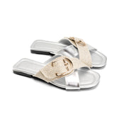 Textured Raw Edge Flatform - Silver