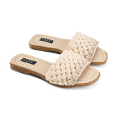Handwoven Toe-Loop Slipper - Beige