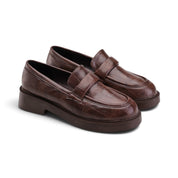 Sculpted Platform Loafers - Brown