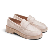 Sculpted Platform Loafers - Beige