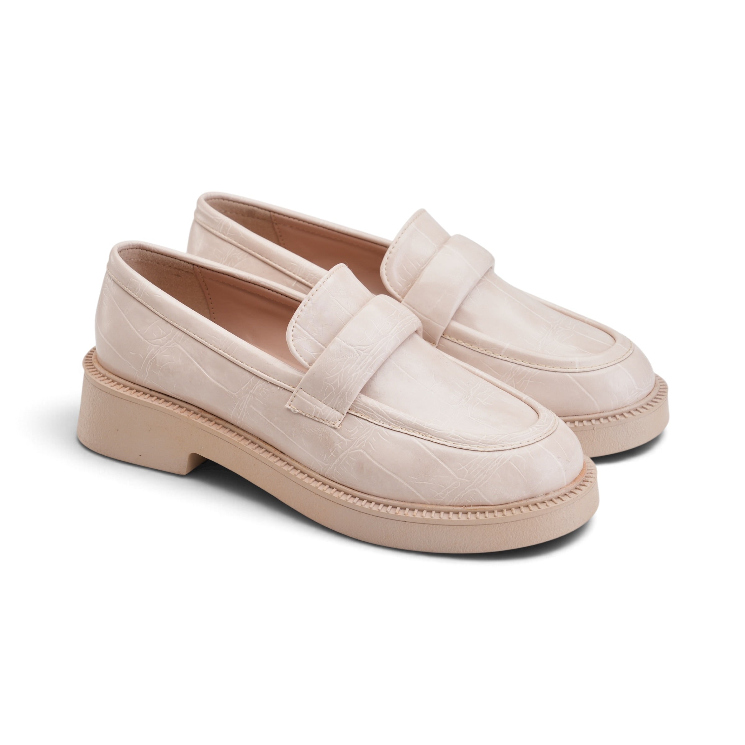 Sculpted Platform Loafers - Beige