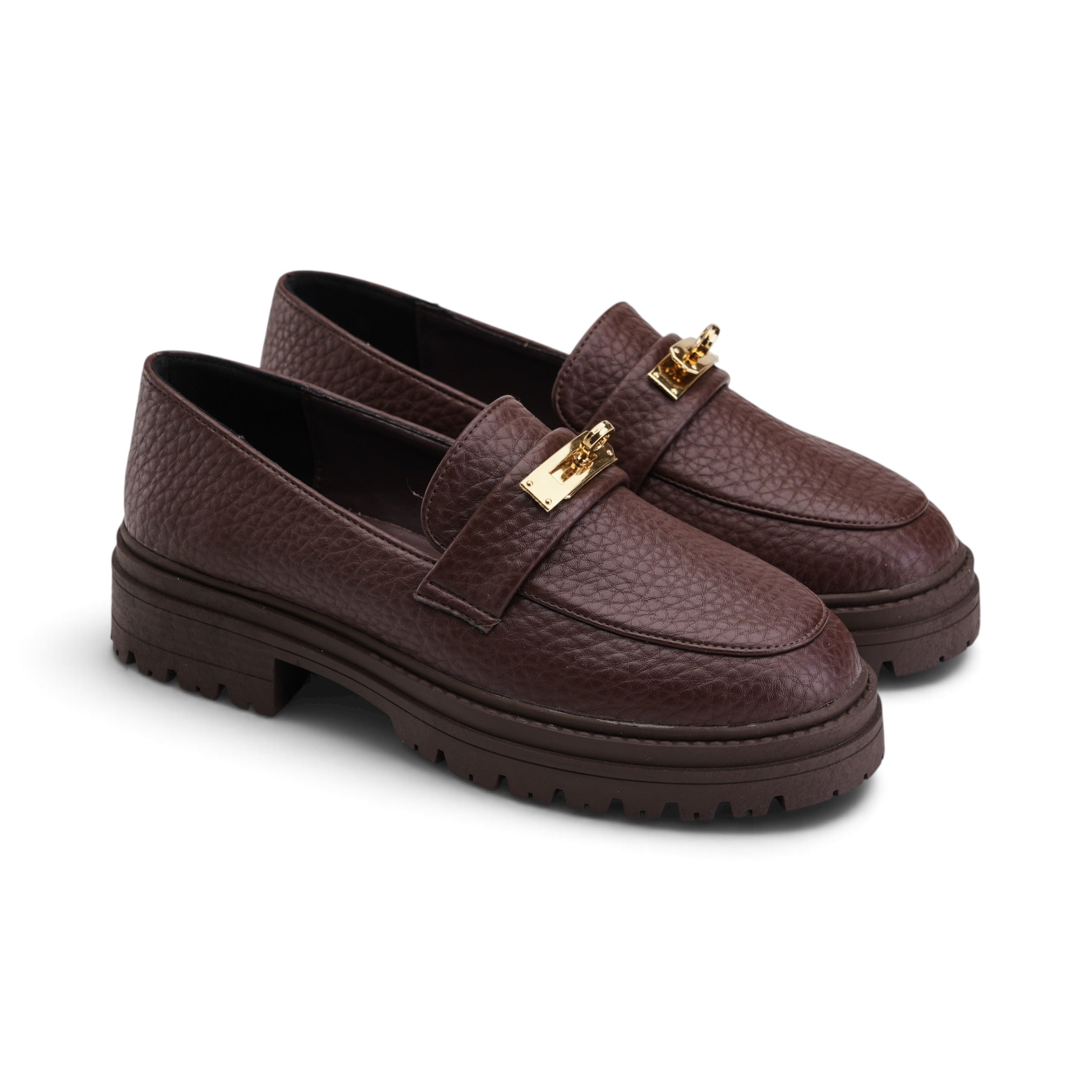 Signature Lock Chunky Loafers - Brown