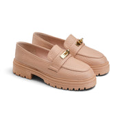 Signature Lock Chunky Loafers - Beige