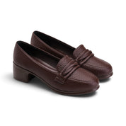 Twist Detail Block Heel Loafers - Brown