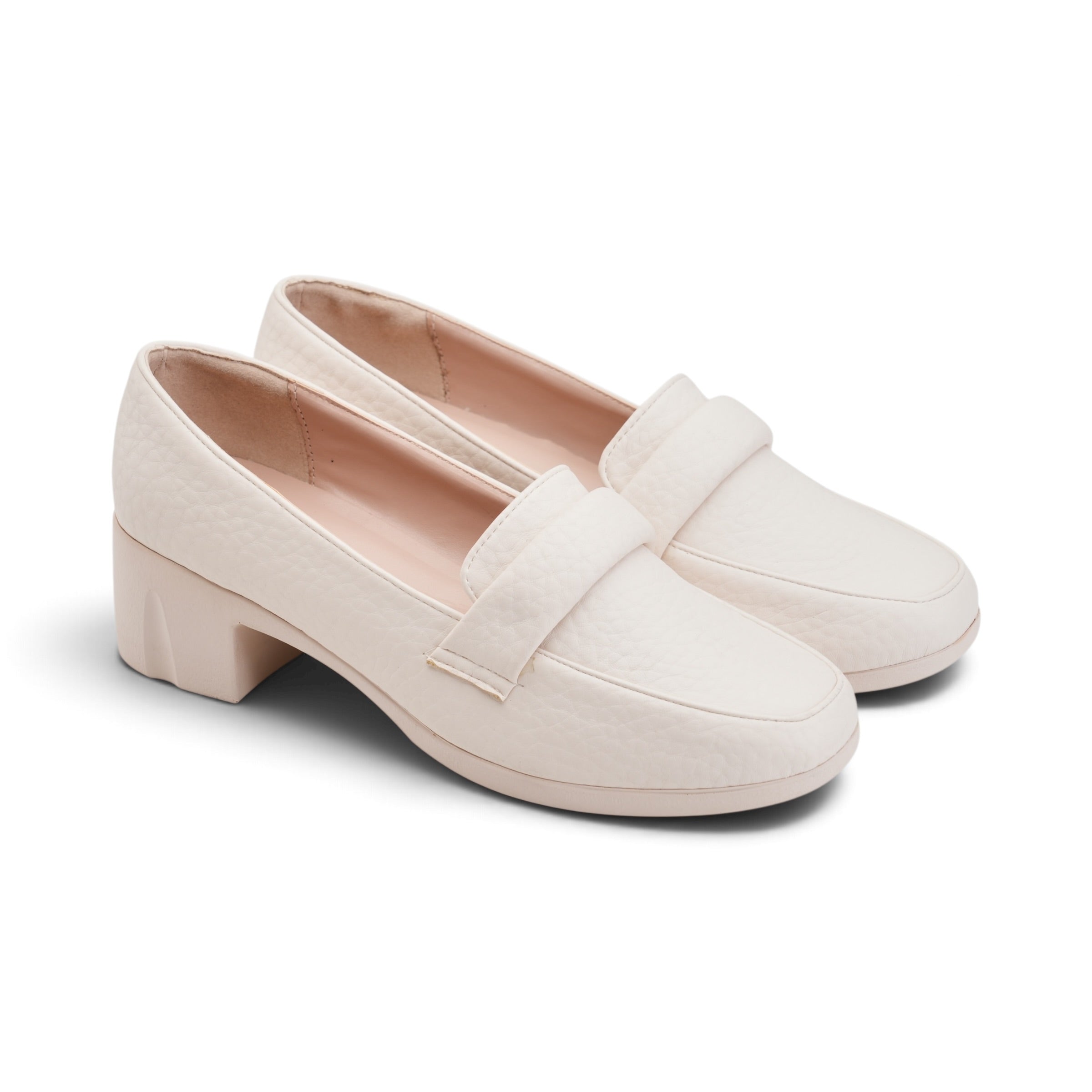 Heritage Block Heel Loafers - Beige