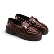 Glossy Chunky Loafers – Brown