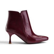 Sculpted Heel Ankle Boots - Burgundy