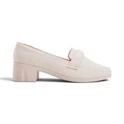 Heritage Block Heel Loafers - Beige