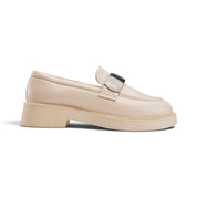 Statement Buckle Loafers - Beige