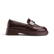 Statement Buckle Loafers - Brown