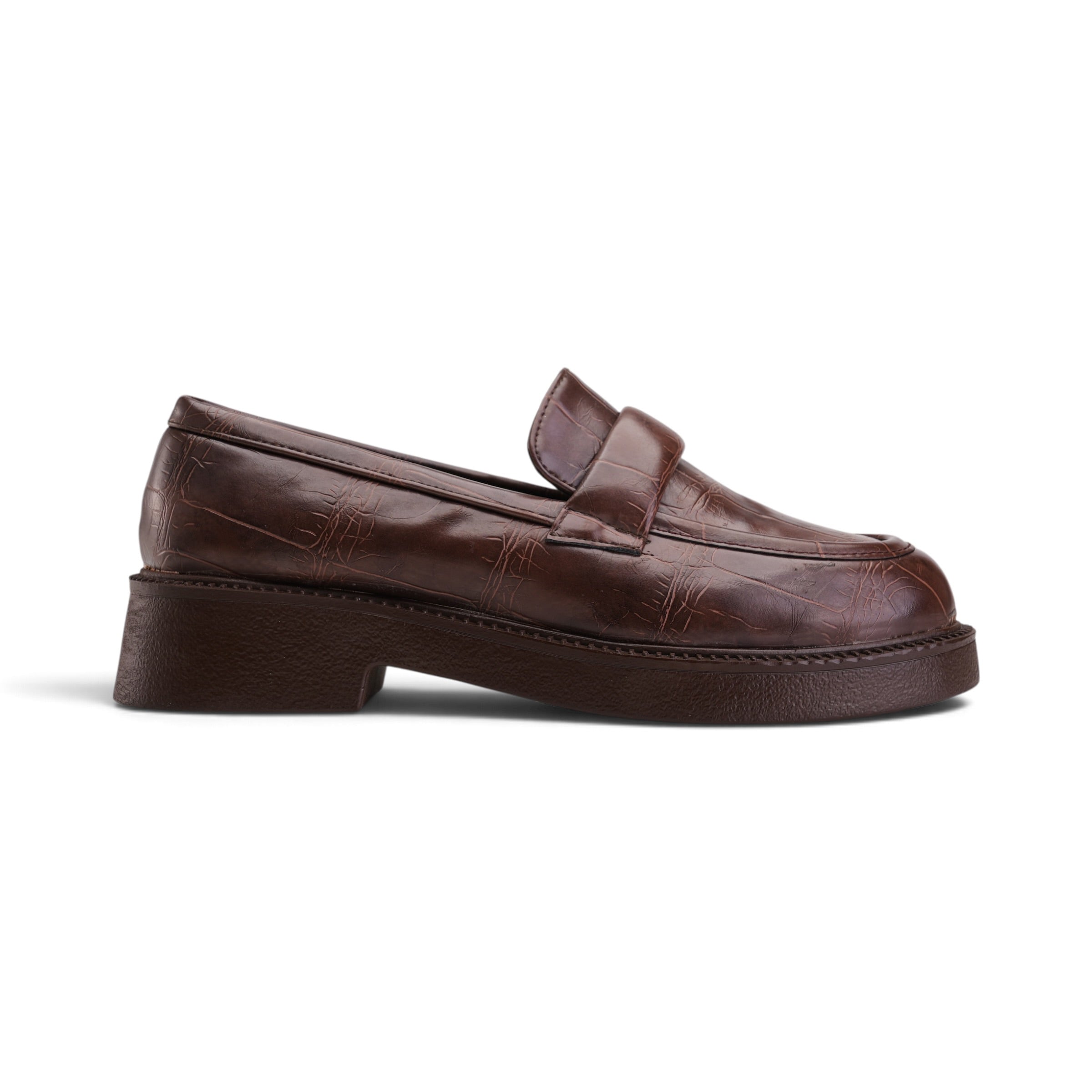 Sculpted Platform Loafers - Brown