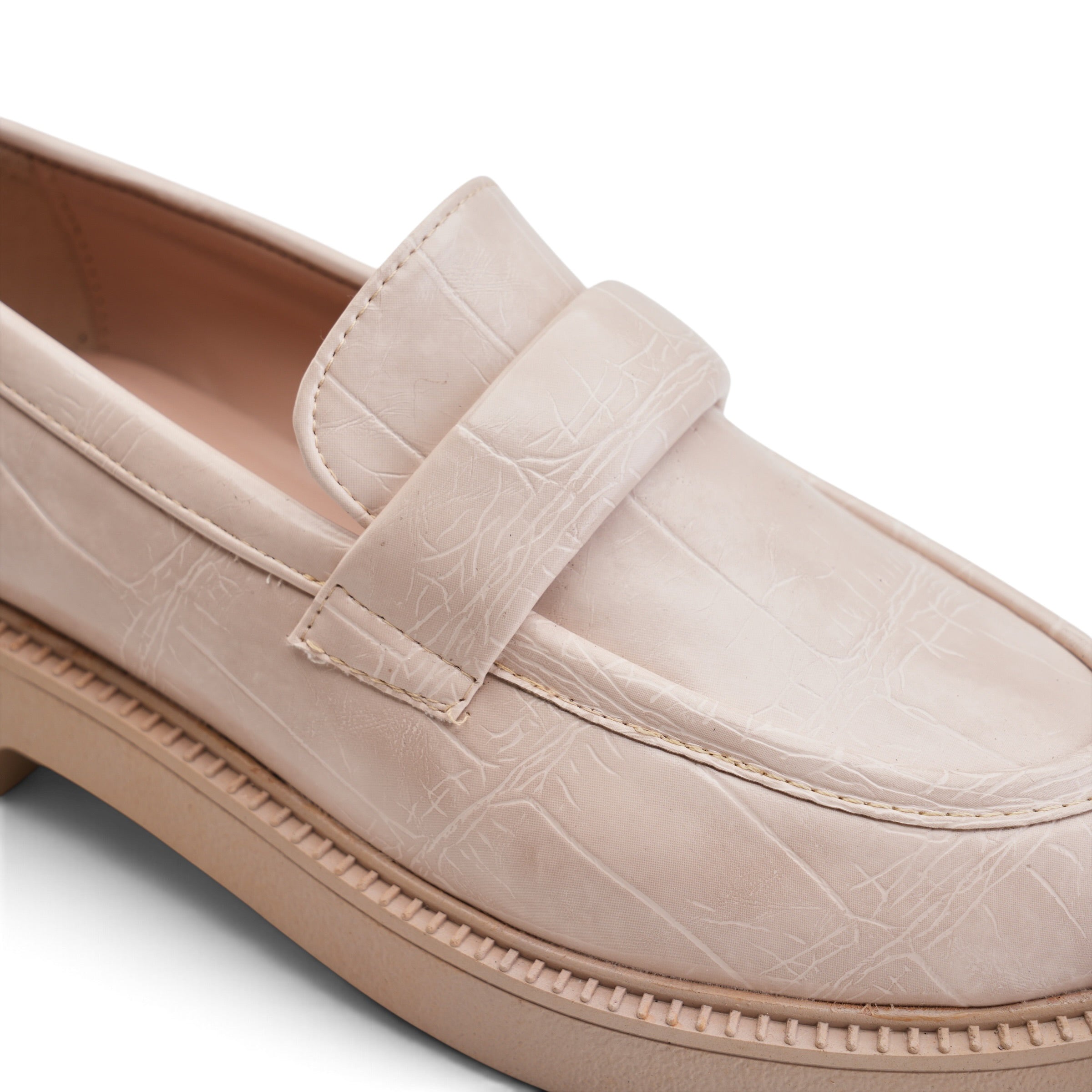 Sculpted Platform Loafers - Beige