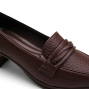 Twist Detail Block Heel Loafers - Brown
