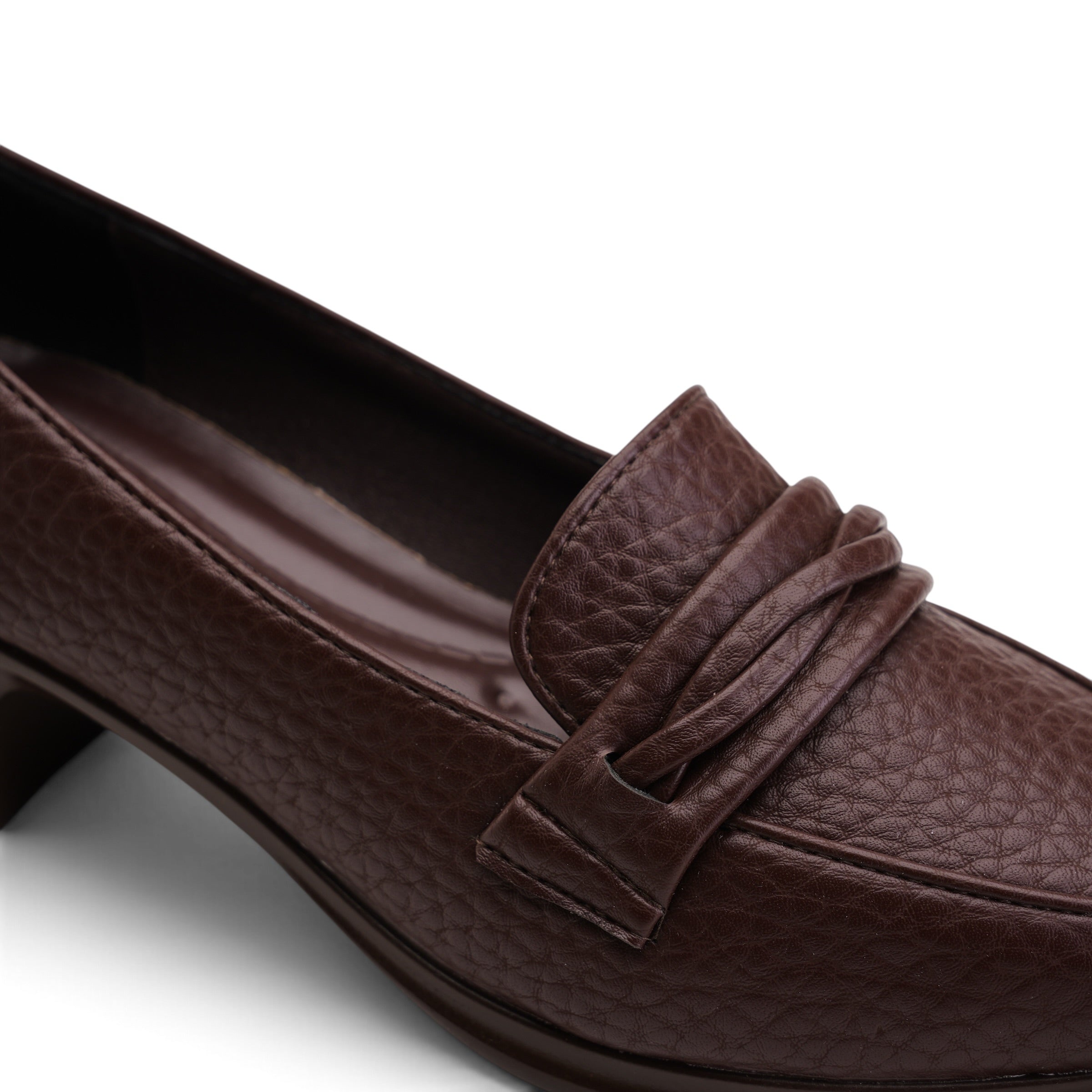 Twist Detail Block Heel Loafers - Brown